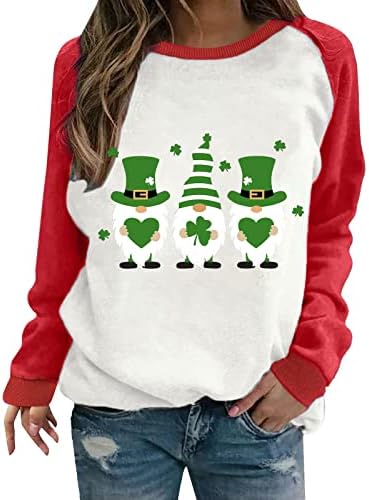 Yubnlvae Saint Patricks Day Swetons para mulheres Imprima Ugly O pescoço de grandes dimensões Camiseta abençoada