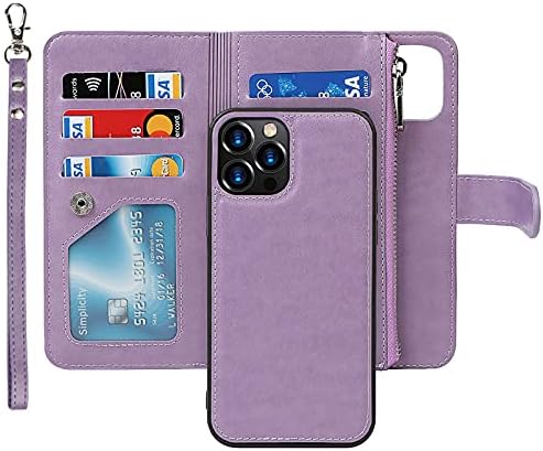 ICOvercase para iPhone 12/12 Pro Caixa de carteira com suporte de cartão e pulseira, PU CAUSTE CATO