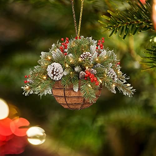 Próximo tempo de Natal de Natal Ornamento do anel de flor de cesta para o carro de decoração de árvore de