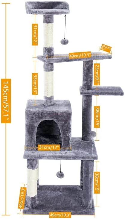 CXDTBH Grande moldura de escalada de gatos Postagem de arranhões de camadas múltiplas com playground resistente
