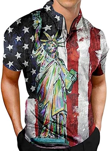 Camisa masculina de performance patriótico masculino Dia da independência American Fit Classic Samp