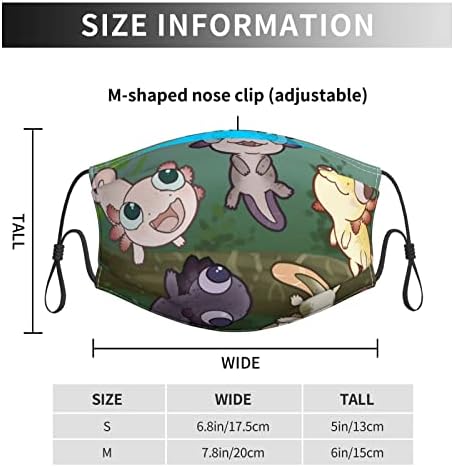 Máscaras faciais ajustáveis ​​com 2 filtros ajustáveis, máscaras de tampa da boca axolotl