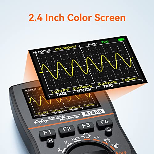 Multímetro de osciloscópio digital 2 em 1, medidor de escopo com 2,5 MSPs de alta amostragem, tela colorida