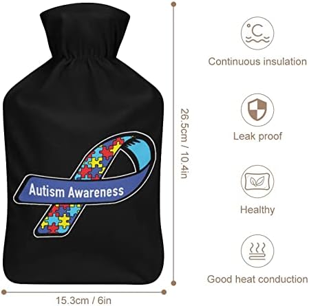 Garrafa de água quente de fita de conscientização do autismo com capa Bolsa de água quente de borracha quente garrafa