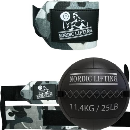 Nórdicos de pulso de levantamento 1p - pacote cinza camuflado com bola de parede 25 lb