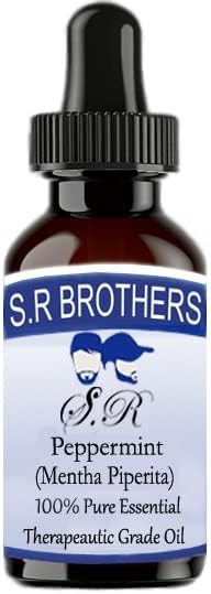 S.R Brothers Peppermint Pure e Natural Terapeautic Grade Essential Oil com conta -gotas 15ml