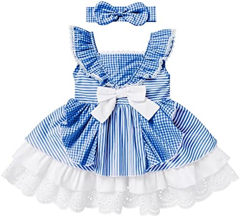 Roupa xadrez para bebês Toddler sem mangas Vintage Lace Gingham Princess Dress A-Line Stick Casual Vestres com