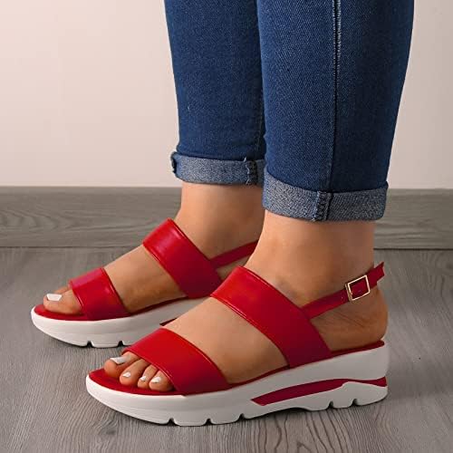 Sandálias de plataforma feminino largura impressão/cor pura coloração calcanhar sapatos de malha