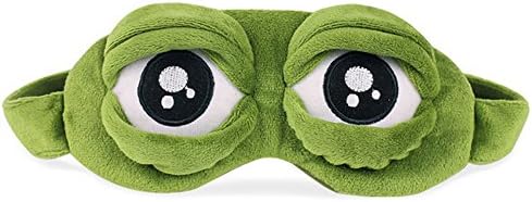 Máscara ocular unissex 3d fofo sapo capa de olho de sono, desenho verde desenho de sapo sad máscara