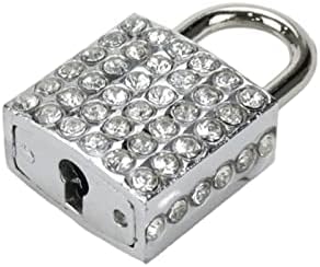 Padlock quadrado de Hevstil Bling com chave de liga de zinco de zinco Diamante de diamante pequeno