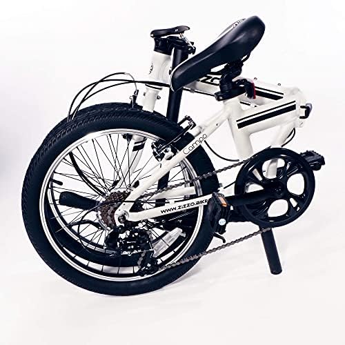 Bicicleta dobrável Zizzo Campo de 20 polegadas com haste de 7 velocidades e ajuste, estrutura de alumínio leve em
