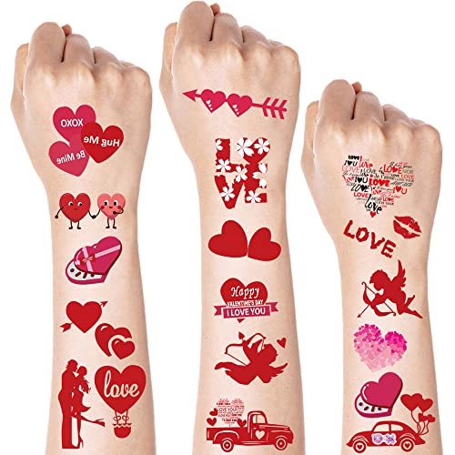 90 PCs Valentines Tattoos temporários Valentines Tattoo Fake Tattoo Scupid Heart Love Bouquet Bouquet