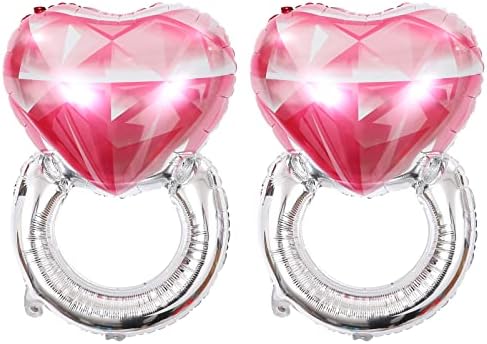 Nuobesty 2pcs Sparkling Diamond Ring Balloon Diamond Diamond Aluminium Balloon Heart Heart Aluminium Film Ring