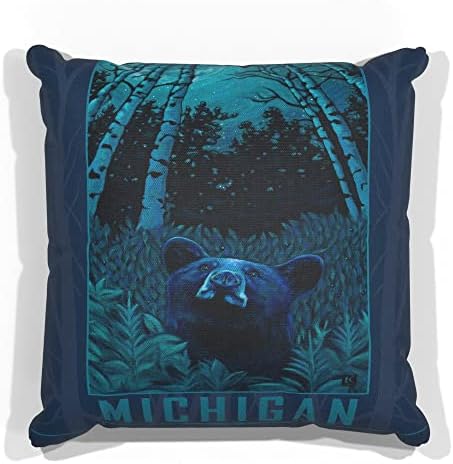 Michigan Night Bear Canvas Jogue travesseiro para sofá ou sofá em casa e escritório da pintura