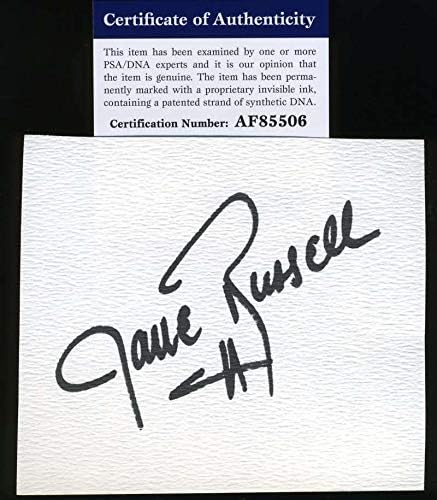 Jane Russell PSA DNA CoA assinado manualmente assinado 3x5 Índice Autograf