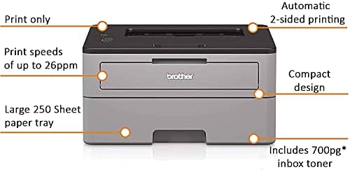 Irmão Compact Monocroma Laser Printer 2300 Series, 250 folhas, impressões de até 27 ppm, impressão