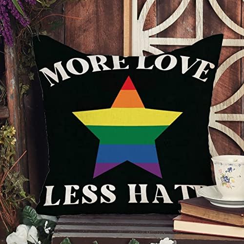 Lesbian Gay Progress Pride Rainbow Throw Pillow Capa mais amor Menos ódio arco -íris Fillow covest Cushion Cover
