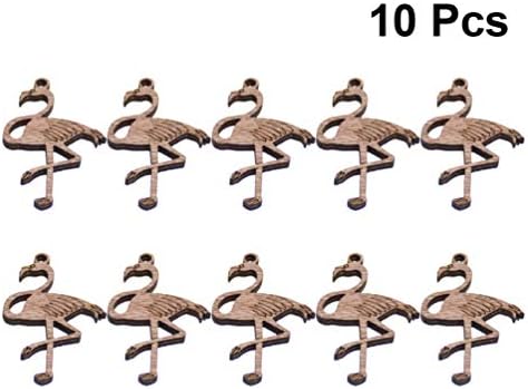 Cura de 10pcs Fatias de madeira Embelezas de forma de flamingo