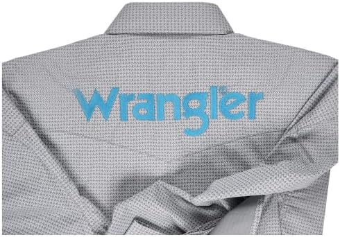 Wrangler Men's Long Sleeve Logo Snap Western Snap - Gray Print