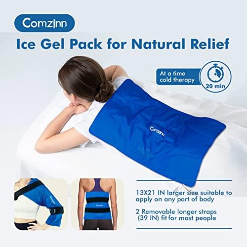 Comzinn Pacote de gelo extra grande para lesões reutilizáveis, pacote de gelo traseiro para alívio