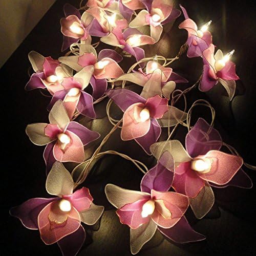 Tailandês Vintage Handmade 20 Branco Pink Purple Orchid Flower Fairy String Festa de casamento Decoração de festa