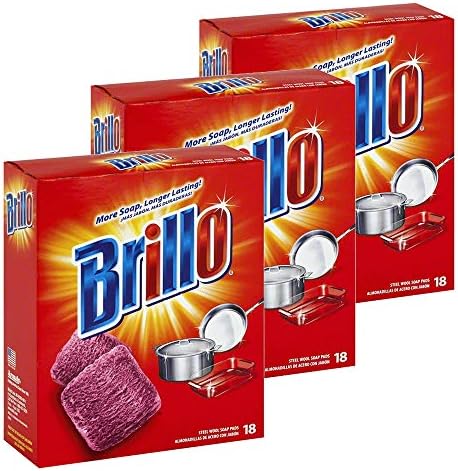 Brillo Steel Wood Soap Pads Jumbo, Red, 18 contagem