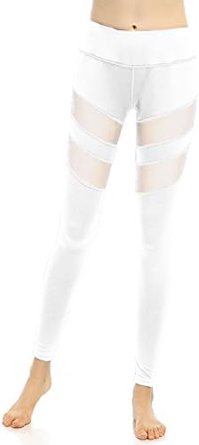 Leggings de fitness feminino Fitness calças de treino com painéis abertos e brancos