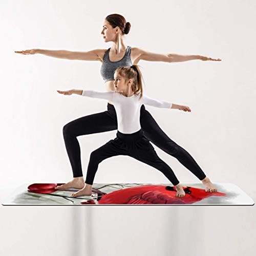 Bagas e padrão de pássaro vermelho espesso Exercício e fitness 1/4 de tapete de ioga para ioga pilates e exercício