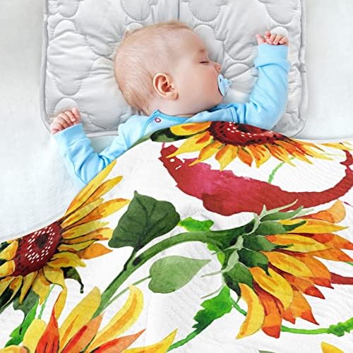 Girassol Wildflower Unissex Planto de bebê fofo para criança do berço Clante para creche com um cobertor de segurança de material espesso e macio para carrinho de presente decorativo