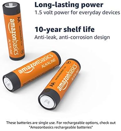 Basics 48 Pacote AA AA Baterias Alcalinas de alto desempenho, prateleira de 10 anos, pacote de valor fácil