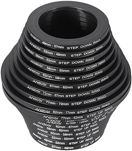 Adaptador de anel de filtro, Andoer 18pcs Lente de câmera Filtro Metal Adapt Ring Kit