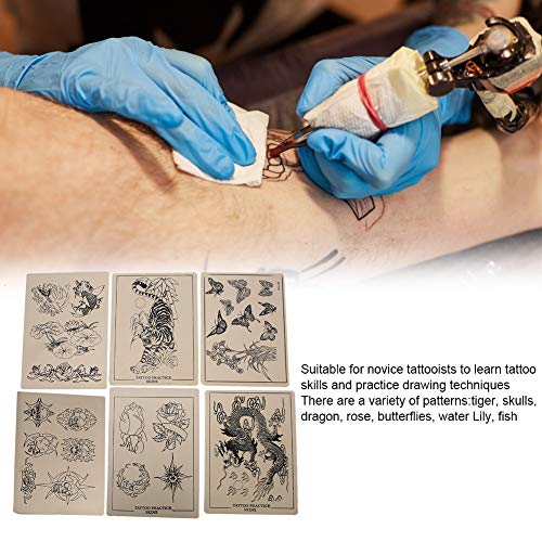 Tatuagem Pratique pele, tatuagem de borracha para prática, pele de silicone com padrão requintado,