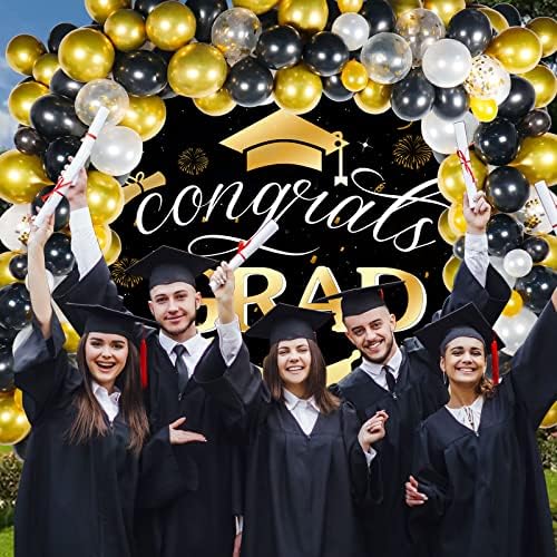 Decorações de festa de graduação 2023, 123pcs Balões de graduação Conjunto +Banner de pano de