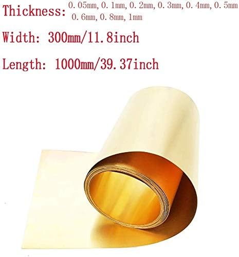 Folha de latão Huilun Folha de lençóis Banda de lençóis de capa de cobre Metal Working, 0,3 mm, tamanho: placas