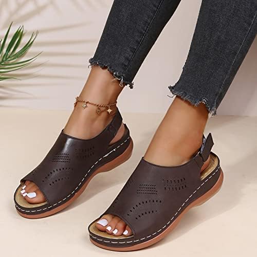 Sandálias de verão de Leewos para mulheres confortáveis ​​redondas/quadrados de dedo de pé de