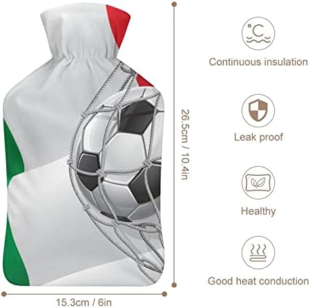 Objetivo do futebol e garrafa de água quente da bandeira da Itália com capa Bolsa de água quente de borracha