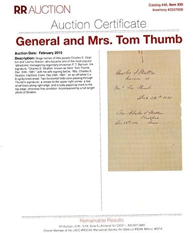 General e Sra. Tom Thumb assinou autenticação de Cut PSA/DNA autenticado