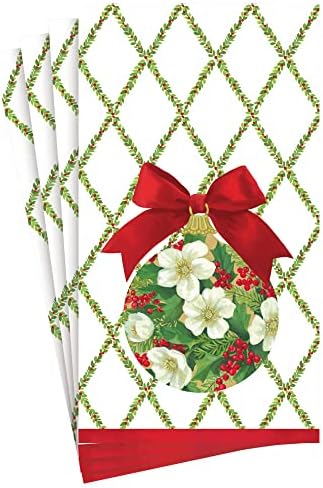 Caspari Christmas Ornament e Trellis Holiday Paper Toard Nudins, 15 por pacote