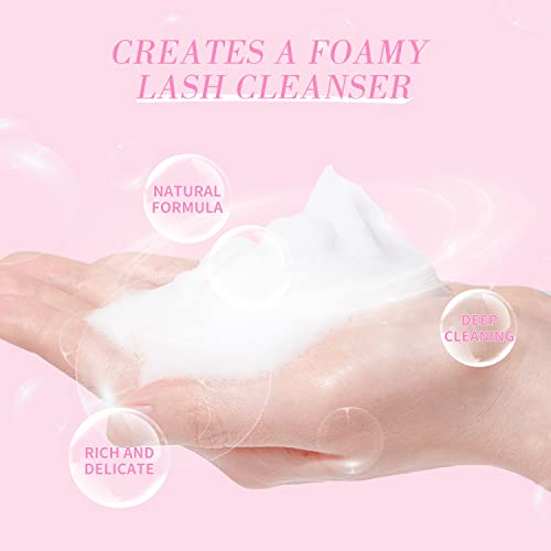 Lash Shampoo Concentrate Cinelas Extension Cleanser Kit de limpeza de cílios de cílios com escova de garrafa