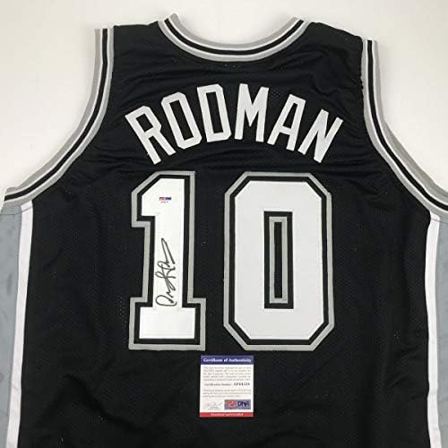 Dennis Rodman Rodman Antonio Autografado/Jersey Black Basketball PSA/DNA COA