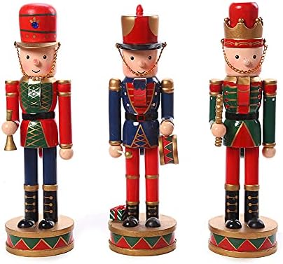 Gelvs Honor Guard Nutcracker Wooden Uniform Soldier Soldier Doll Christmas Ornament Set de 3