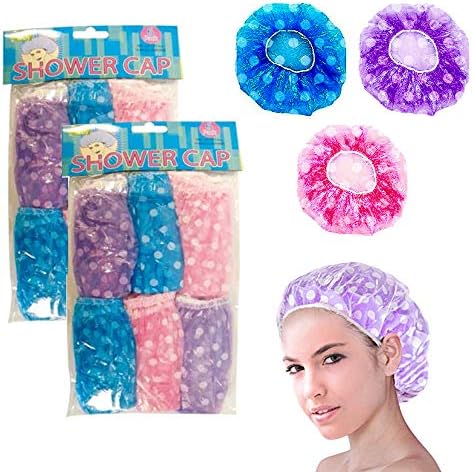 8 x Capas de chuveiro roxas femininas Capéu de banheira A faixa elástica à prova d'água protege o cabelo