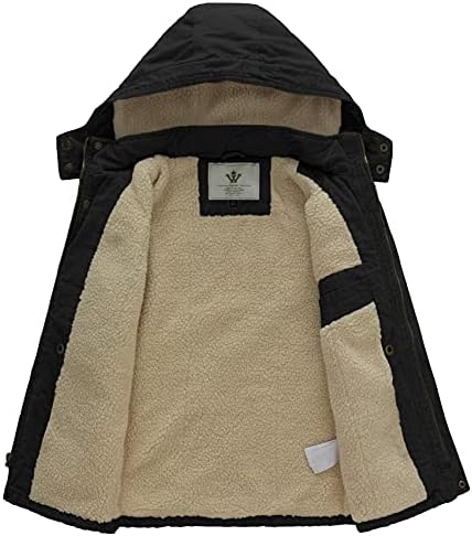 Wenven Boy's Winter Epicken Cotton Casat pesado Sherpa forrado com capuz de jaqueta parka