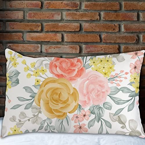 Conjunto de travesseiros de 2 rosas flores peônias países florais jardim com zíper capa de travesseiro de