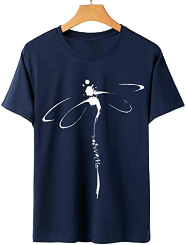 Camisetas de verão feminino tamas de amarração tampes causais dragonfly imprimir camisetas túnicas