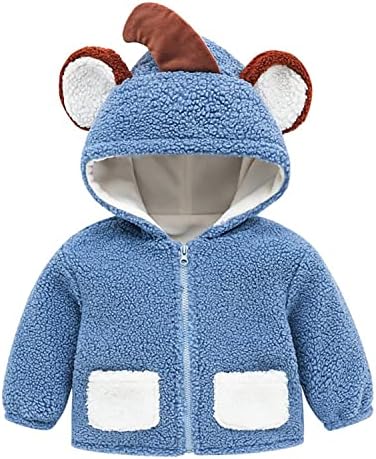 Jaqueta com capuz de lã para menino bebê desenho animado com capuz completo de capuz de inverno