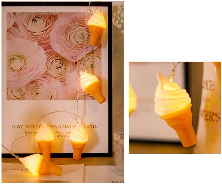 Polímero simples 6,5 pés/10 LED Operou Lights String Lights Luzes de cordas de sorvete para festa em casa DIY,