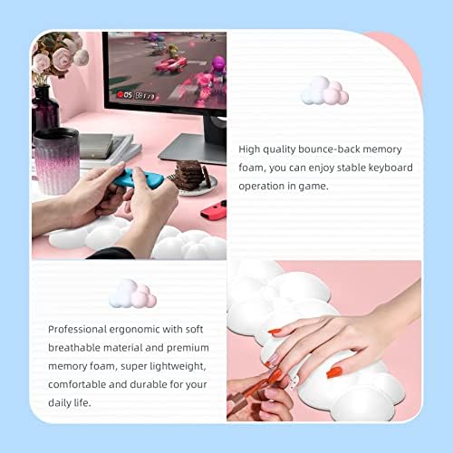 Memory Foam Set Pad Pad Pad Pad & Mouse Rest Support & Coaster, Design ergonômico de alívio da dor de