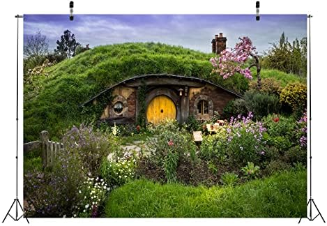 BELECO 5x3ft Tabbit Hobbit Cave cenário para fotografia matamata hobbit rural cabine de cabana verde jardim