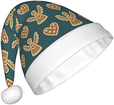 Feliz Natal Angel Gingerbread Papai Noel para adultos, chapéu de Natal de tecido de pelúcia unissex com